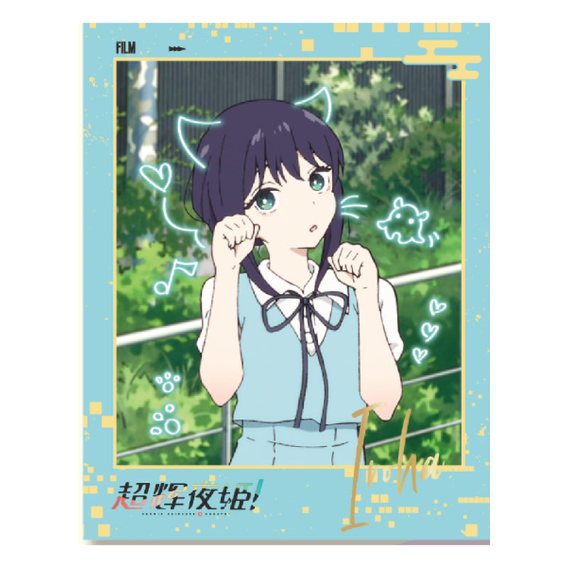 Example 02: Iroha Sakayori in her school uniform with cat-ear doodles in a light blue frame