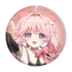 Encore 65 mm round button badge; selected-character product view.