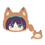 Iroha Sakayori plush ita-bag: her face in a brown fox-eared hood with a tail, with a small view of the back