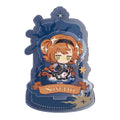 Sonetto SD acrylic stand: chibi Sonetto with star hair clips in an arched starry frame with an orange name banner