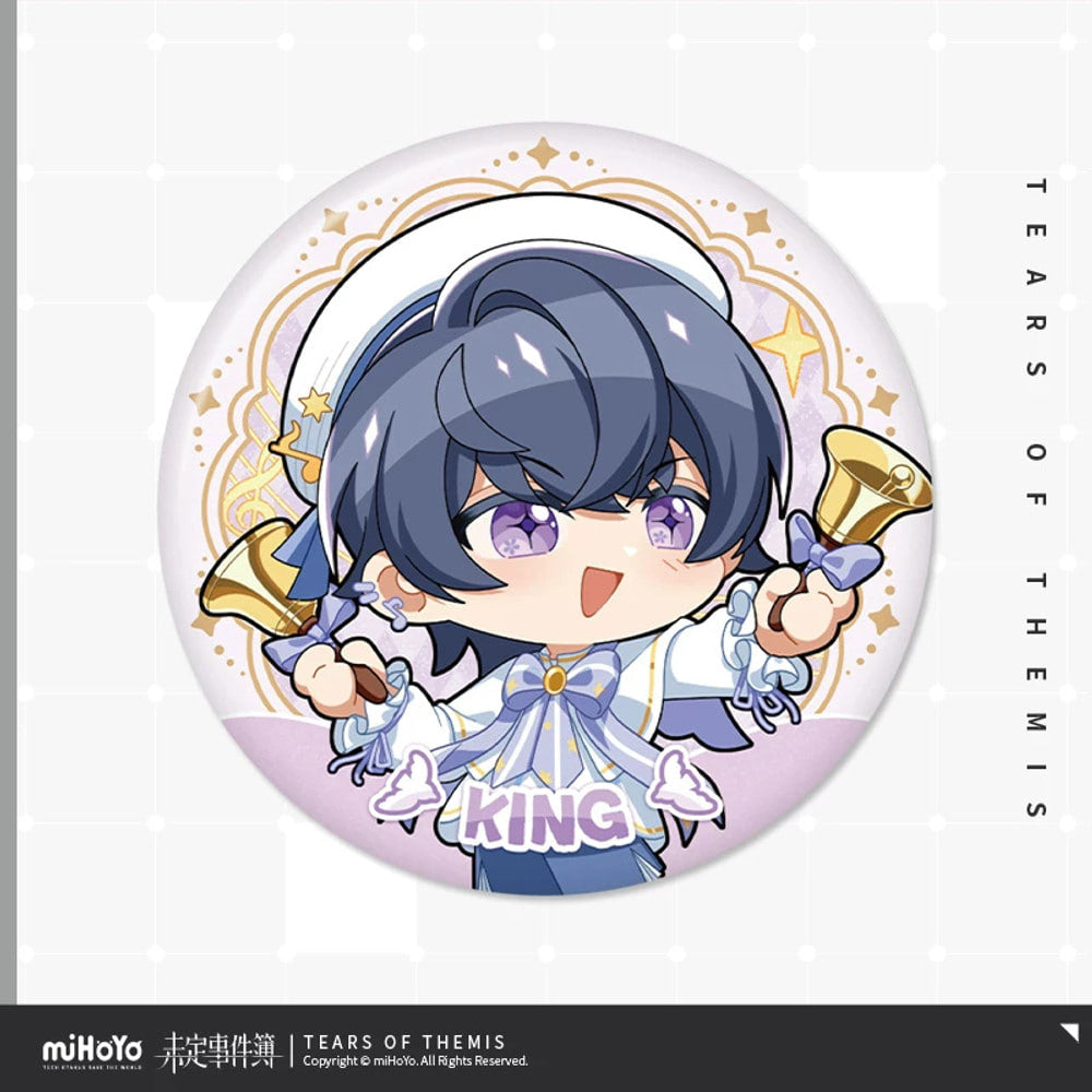 Tears of Themis · Stellis Serenade · 58 mm Chibi Badge · Marius von Hagen — product illustration and displayed design