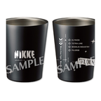 GODDESS OF VICTORY: NIKKE Black NIKKE logo tumbler shown from the front and reverse — view 1