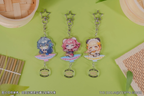 Group photo of three Starlight Dining acrylic keychains; only the Kotone Fujita keychain is included