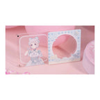 Magnet parts: clear panel with Lilja Katsuragi in a pale-blue lolita dress; light-blue gingham frame with her name