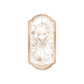 Nahida mirror badge: gold-toned line art of her with her arms outstretched, ornate frame and "NAHIDA" banner