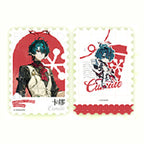 Camille foil card: front with Camille in a red cravat, back with a chibi Camille and his name