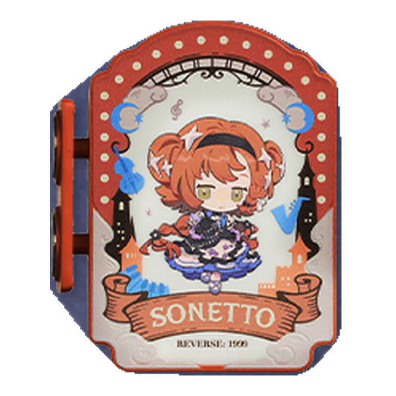 Sonetto mini lightbox magnet: chibi Sonetto inside an orange theatre-sign-style frame