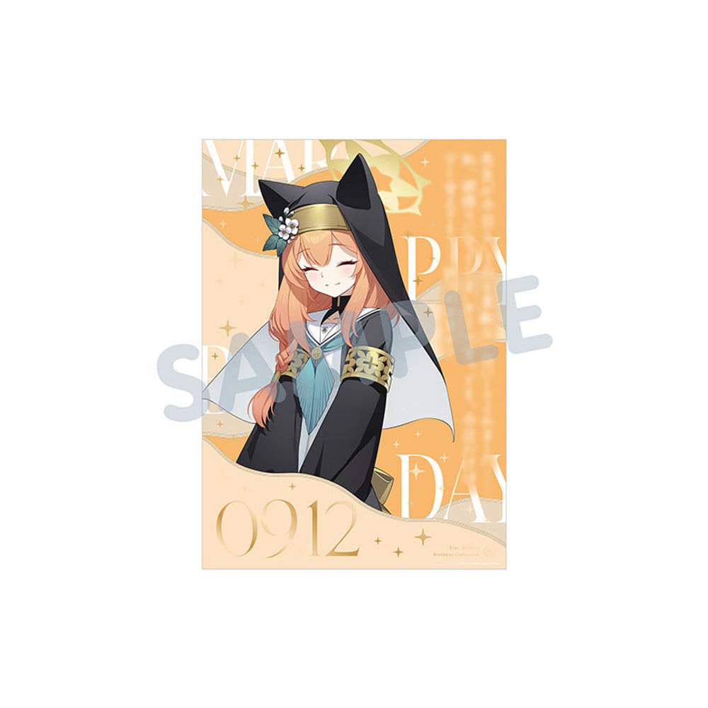 Blue Archive Mari Character portrait, birthday lettering and paper mount — view 1