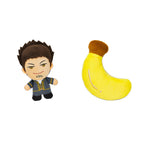 Isao Kondo plush badge with a banana plush badge