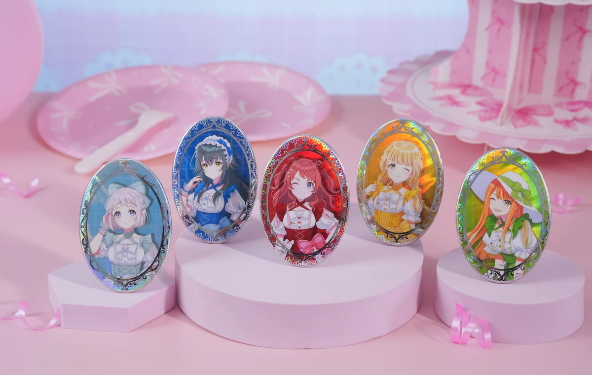 Series photo of 5 Sweet Showcase oval badges including Sumika Shiun; only the selected badge is included