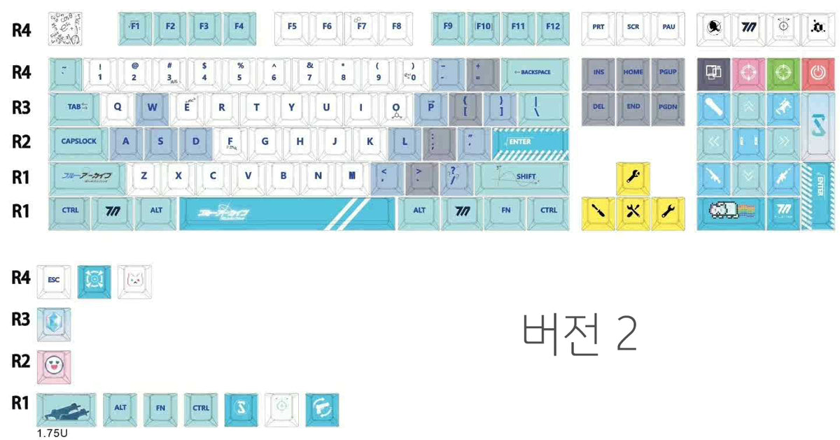 ブルーアーカイブ ミレニアム キーキャップ配列 — バージョン2。キーボード本体は含まれません