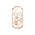 Furina mirror badge: gold-toned line art of her holding her top hat, ornate frame and "FURINA" banner