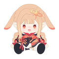 Kaguya sitting plush doll with long rabbit ears and a red kimono-style outfit