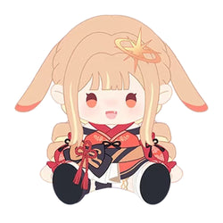 Kaguya sitting plush doll with long rabbit ears and a red kimono-style outfit