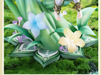 Close-up of the base with layered flowers and leaves