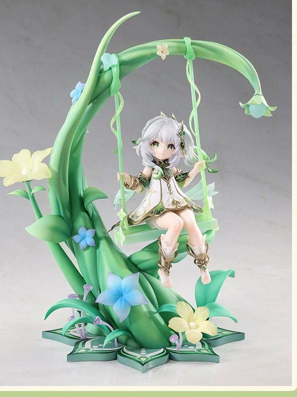 Studio front view of the complete figure with its base