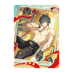 SHININGSOUL TR-001 collectible card. Lighter. Lighter reclines on a portrait-format card with red ribbons and gold-coloured decoration.
