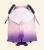 Back view showing her long lilac-to-purple gradient hair