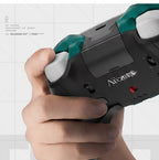 Hand holding the Arcane Edition controller, showing the rear buttons and the Arcane logo