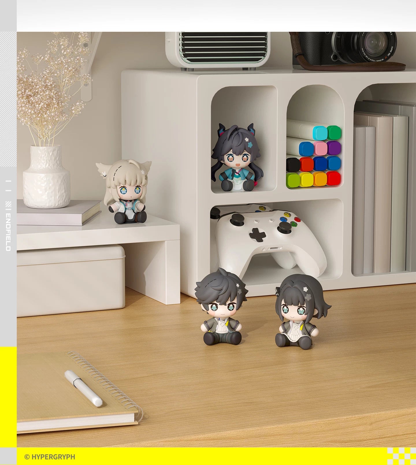 Four Endfield Huggy Good Smile figures displayed together; each figure is sold separately