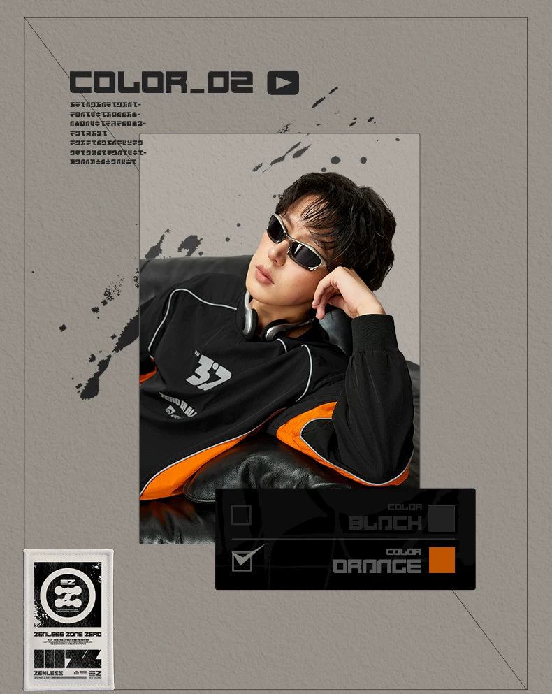 ZZZ STUDIO 2026AW 배색 풀오버, 오렌지·블랙 · 상품 이미지·시리즈 상세