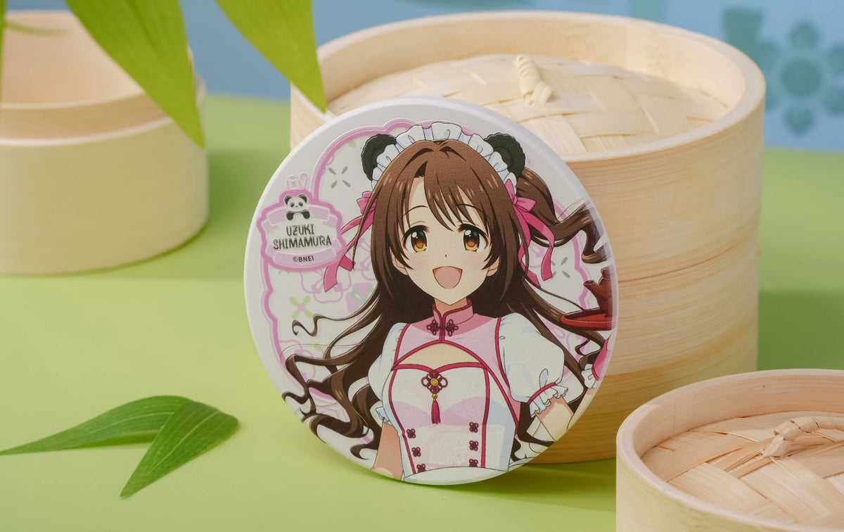 Uzuki Shimamura coaster leaning against bamboo steamers (props not included)