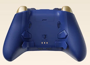 Rear view showing the controller buttons and charging contacts.