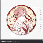 未定事件簿 · Stellis Serenade · ツートーン線画缶バッジ · 左京静真 — えんじ色に金色の肖像線画