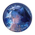 The Shorekeeper 65 mm round button badge; selected-character product view.