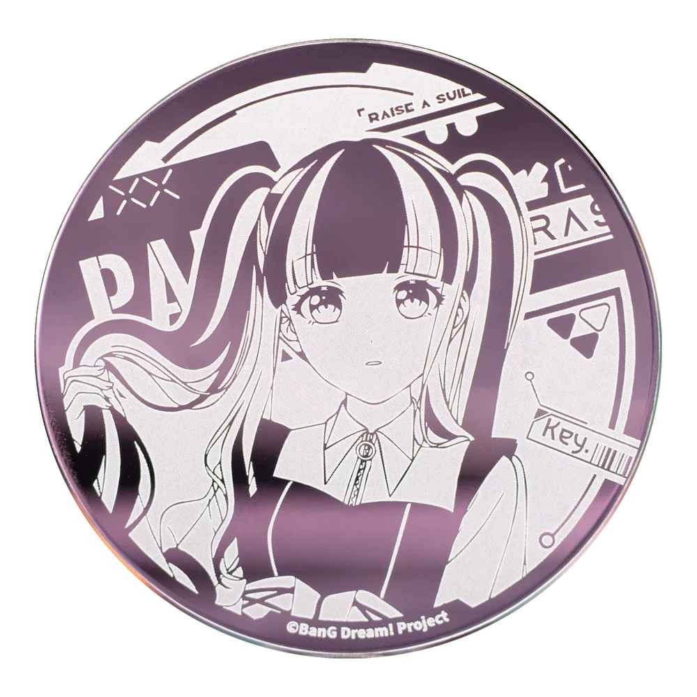 PAREO mirror button badge: silver line art of PAREO on purple-pink, with the RAS logo and "Key."