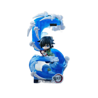 Giyu Tomioka Water Breathing block figure surrounded by curling blue waves.