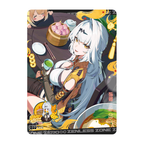 Zenless Zone Zero SHININGSOUL R-219 card. Birthday artwork of Yixuan with a table of food and vegetables, framed by decorative lettering.