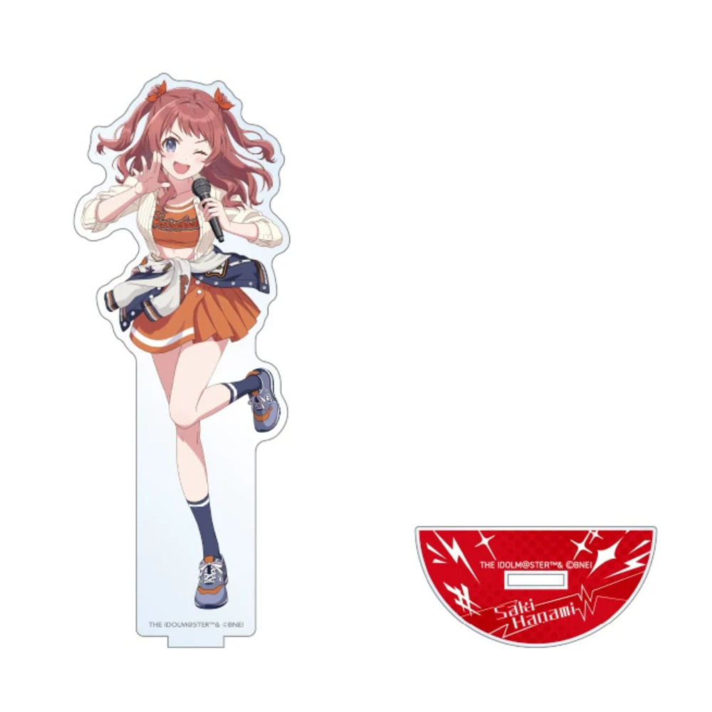 Saki Hanami acrylic stand body and semicircular name base, shown before assembly