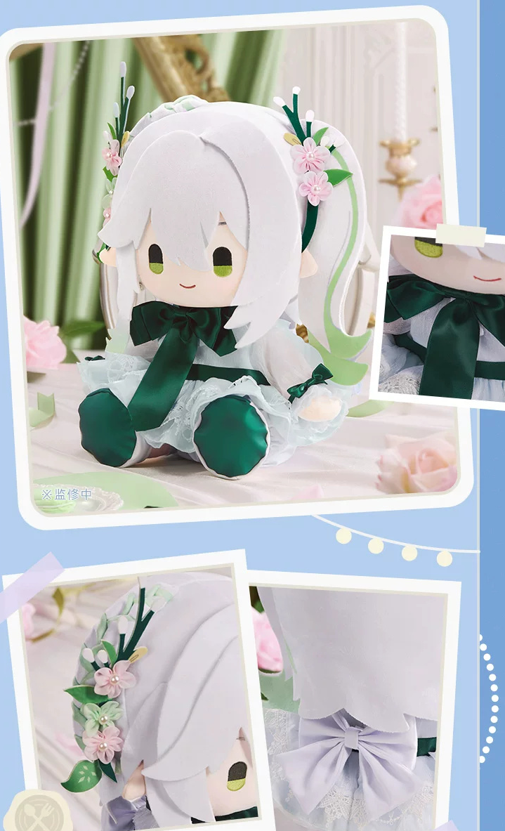 Close-ups of the neck ribbon, the flower headpiece and the white back ribbon