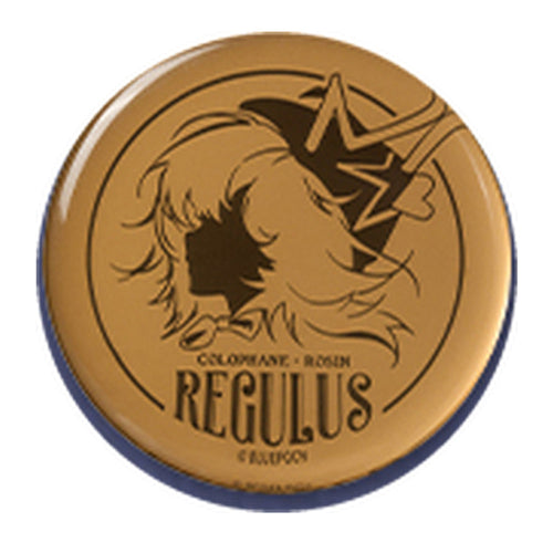 Round amber acrylic block with a silhouette portrait of Regulus and the text COLOPHANE · ROSIN REGULUS