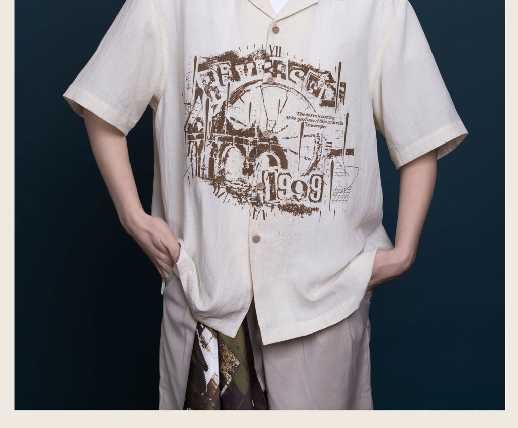 Reverse: 1999 x GEEKCOOK - "Rain and Thread" Tencel Linen Short Sleeve Shirt