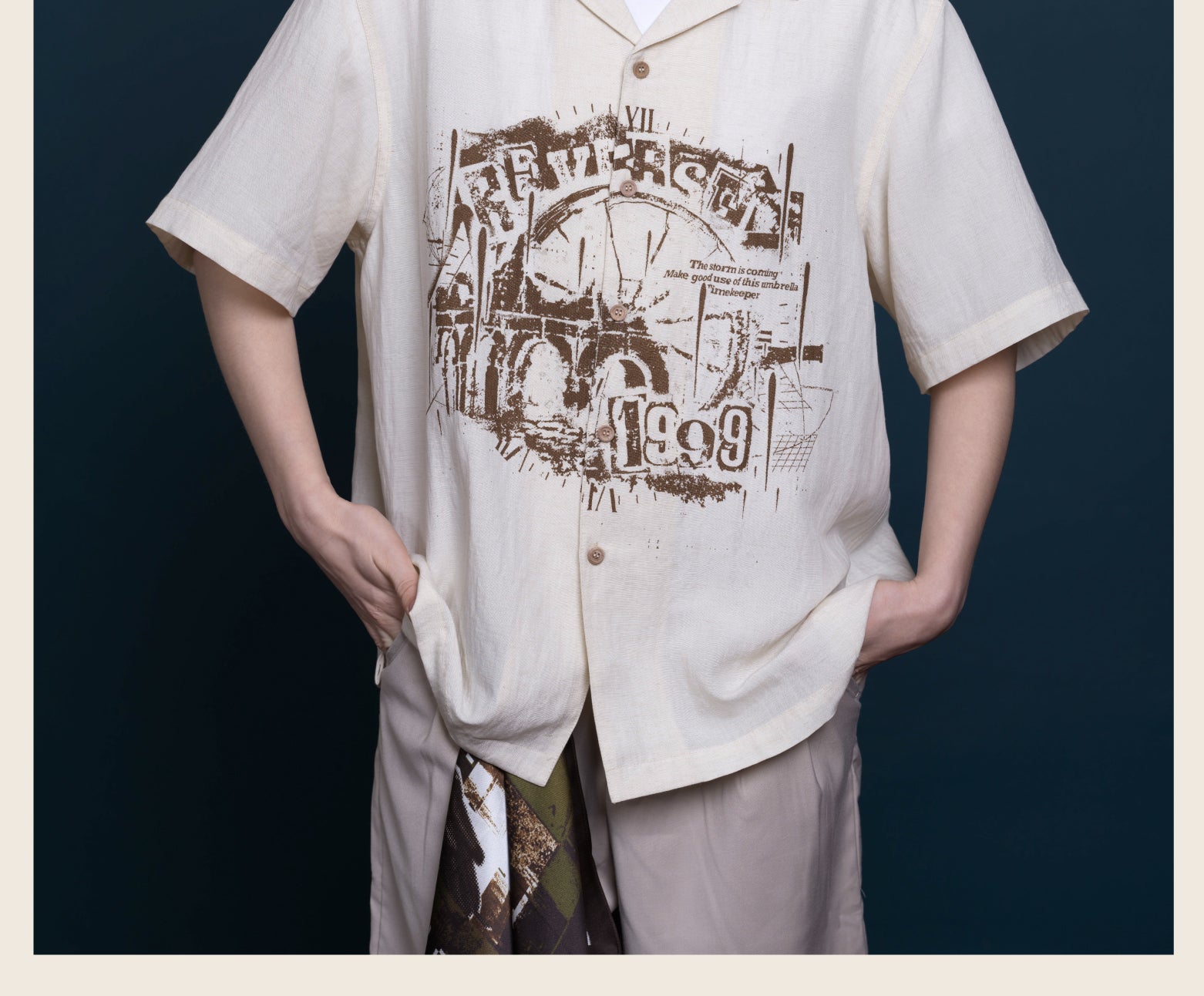 Reverse: 1999 x GEEKCOOK - "Rain and Thread" Tencel Linen Short Sleeve Shirt