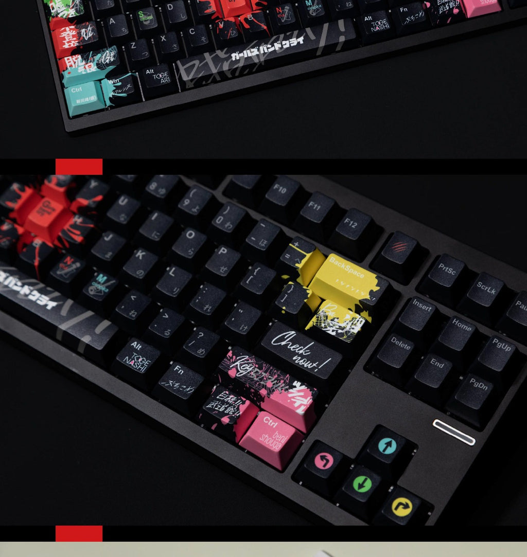 Girls Band Cry: Togenashi Togeari Theme PBT Keycap Set - Black Edition
