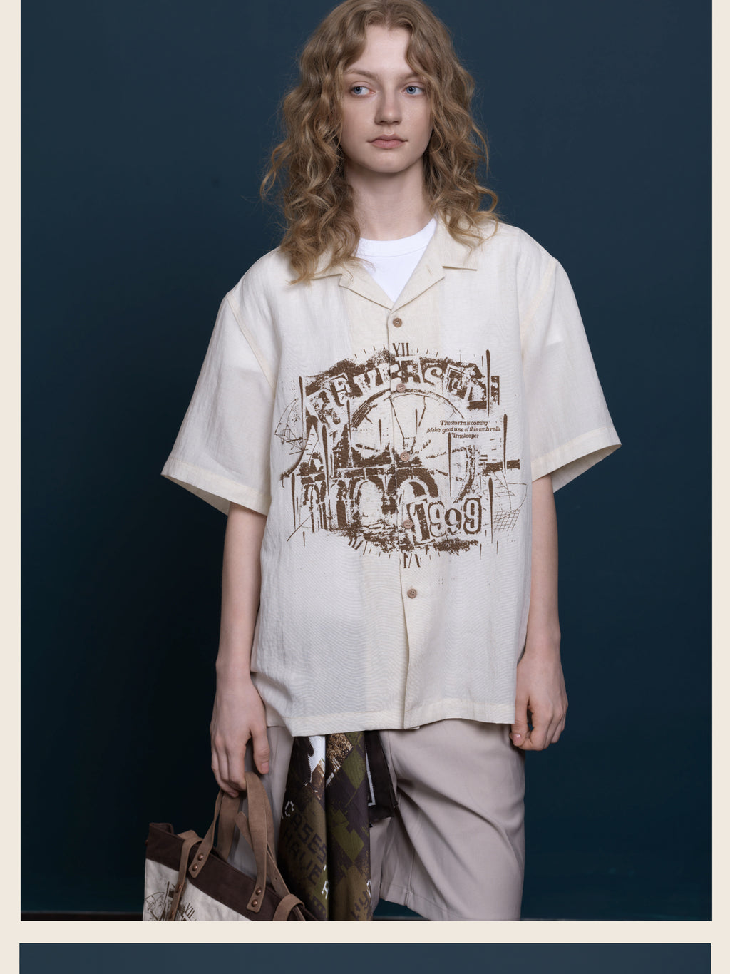 Reverse: 1999 x GEEKCOOK - "Rain and Thread" Tencel Linen Short Sleeve Shirt