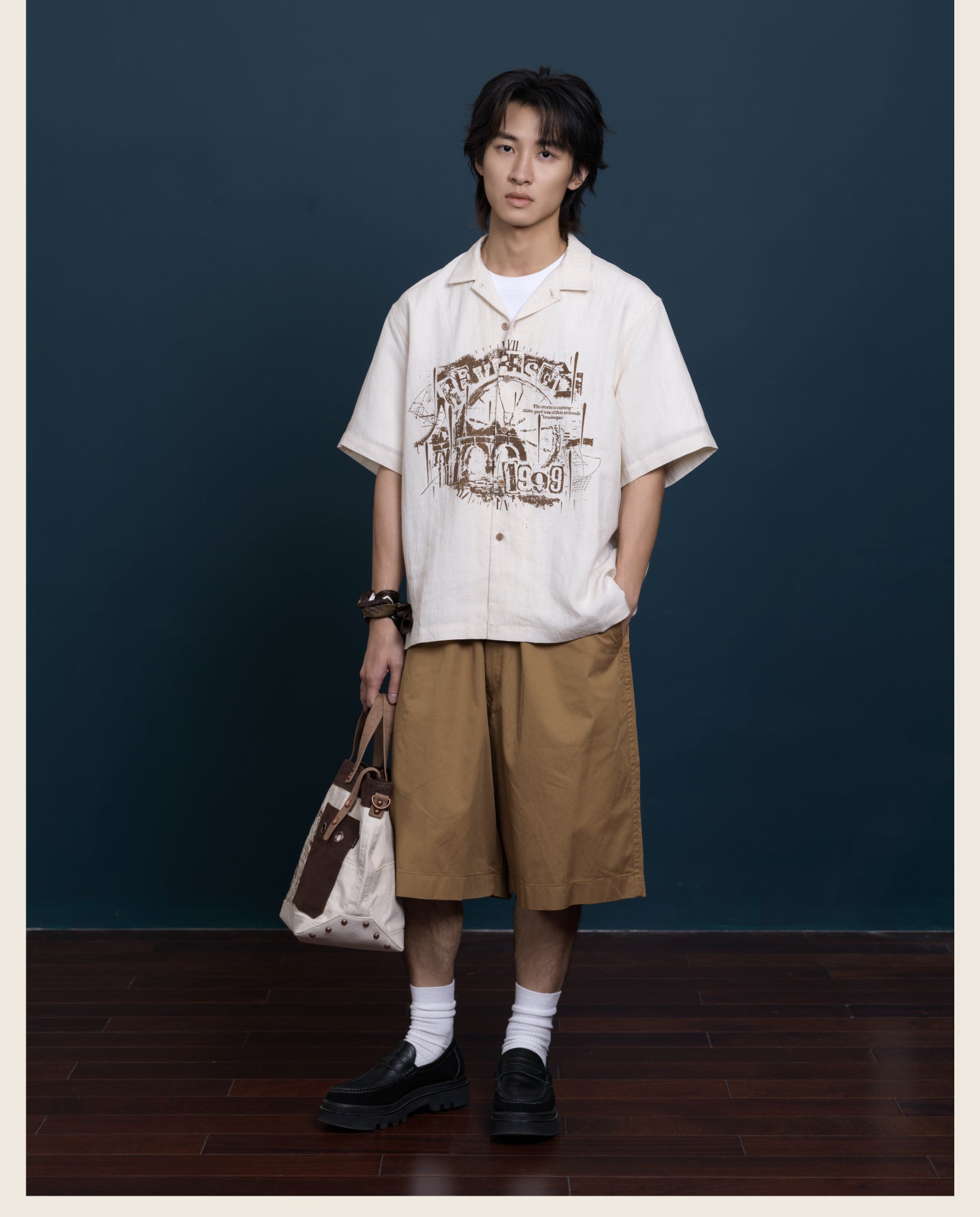 Reverse: 1999 x GEEKCOOK - "Rain and Thread" Tencel Linen Short Sleeve Shirt