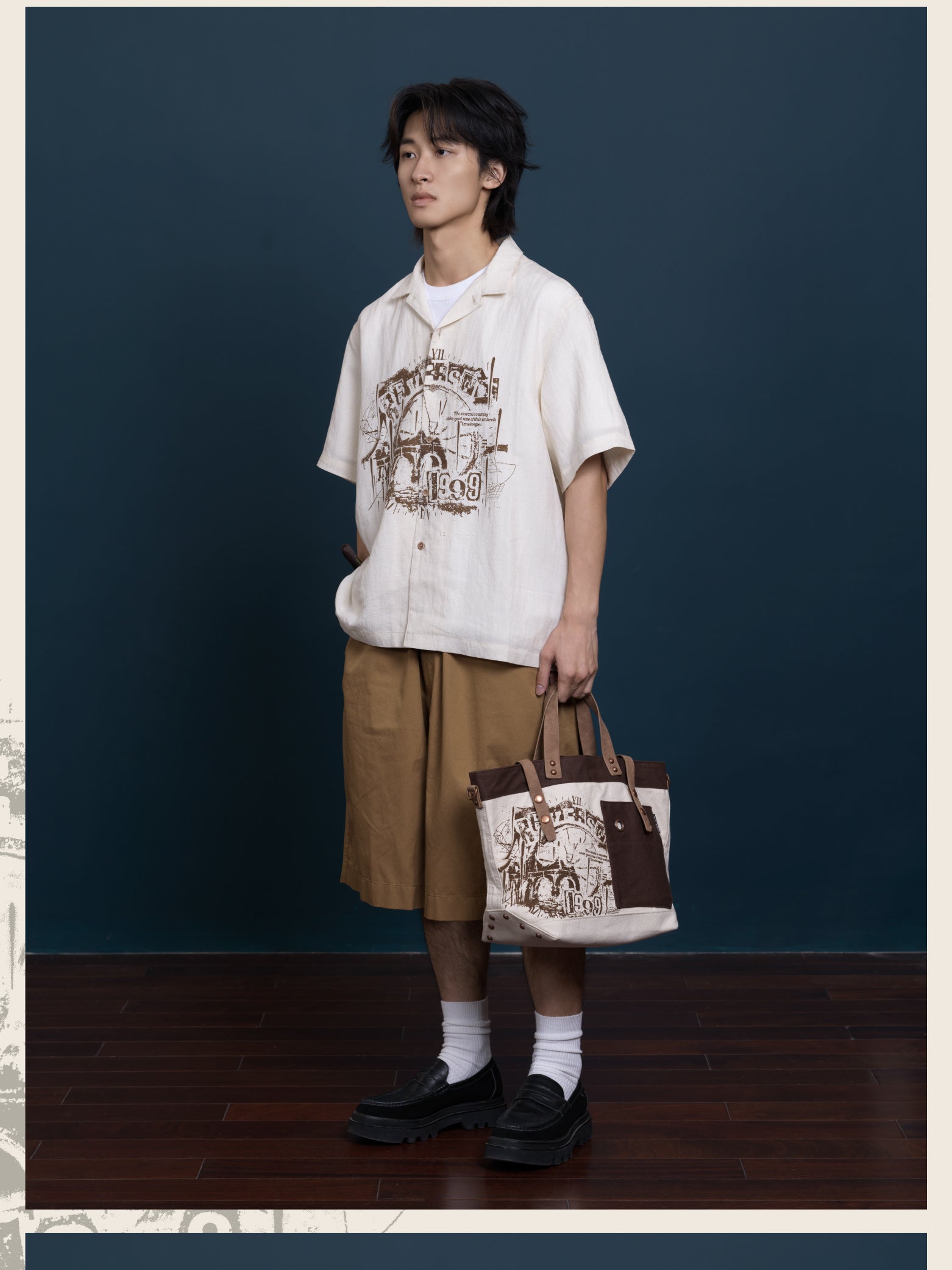 Reverse: 1999 x GEEKCOOK - "Rain and Thread" Tencel Linen Short Sleeve Shirt