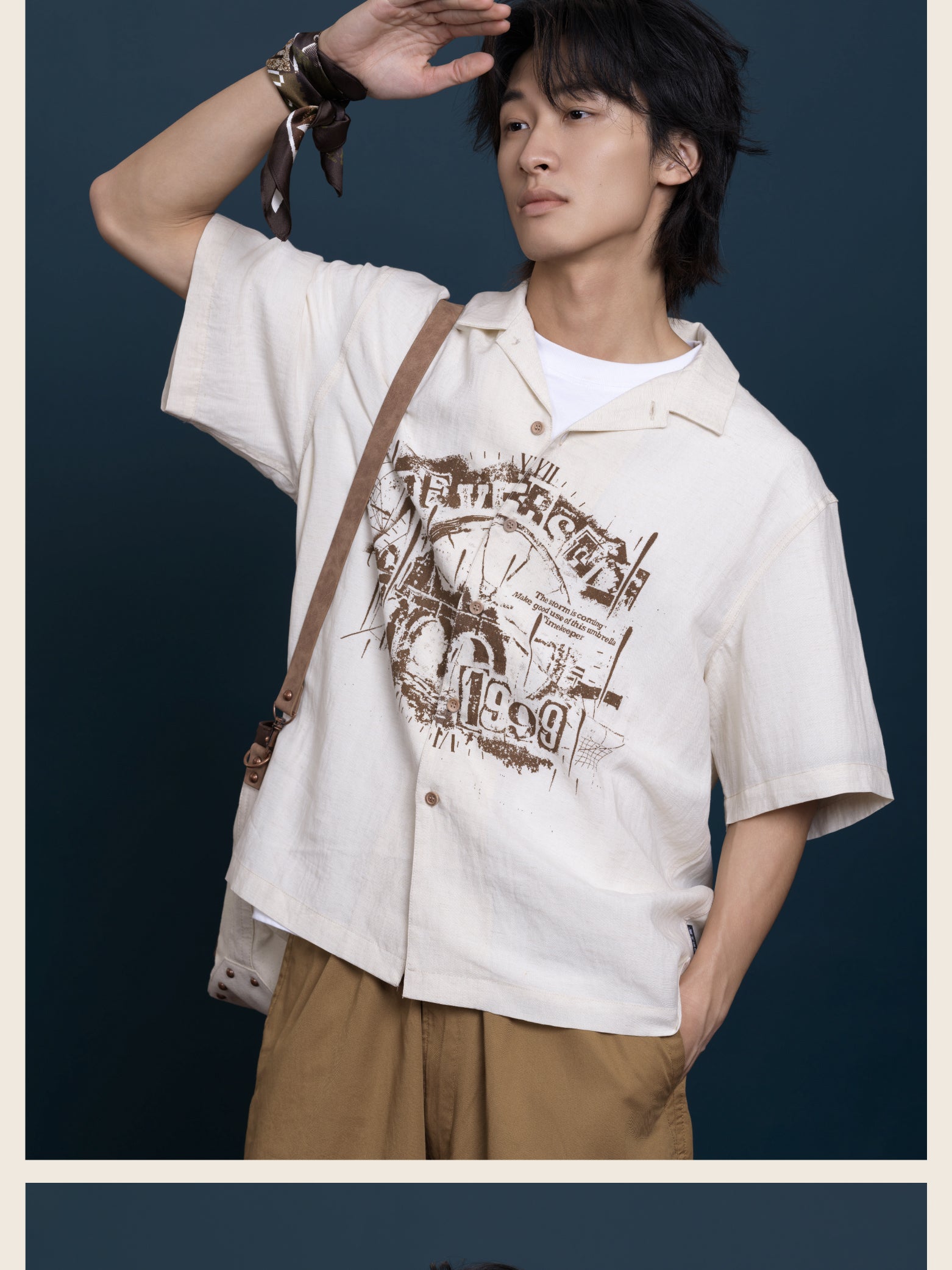 Reverse: 1999 x GEEKCOOK - "Rain and Thread" Tencel Linen Short Sleeve Shirt