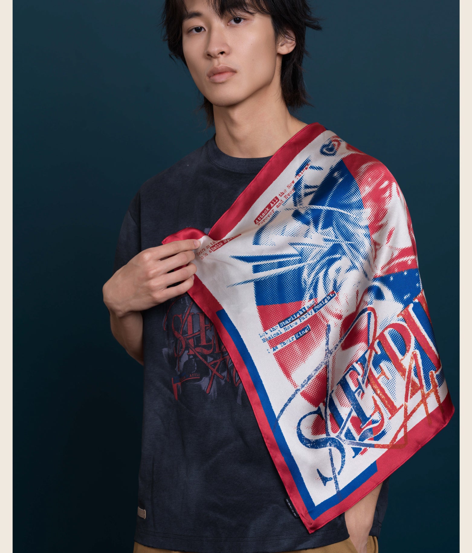 Reverse: 1999: Regulus Graphic Print Scarf - GCORES INDUSTRIES Collab