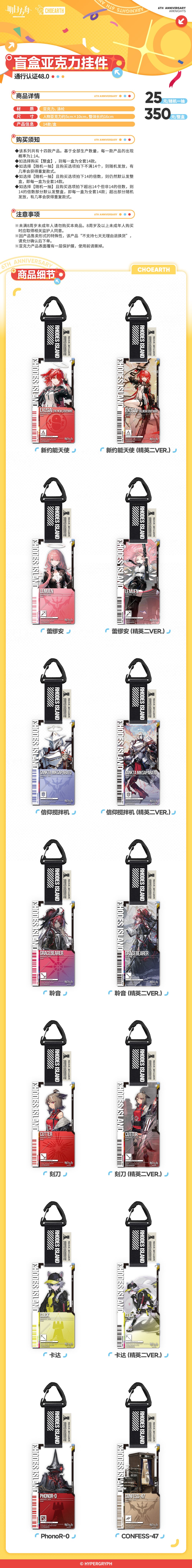 Arknights: 6th Anniversary Access Certification Acrylic Keychain - Full Set.