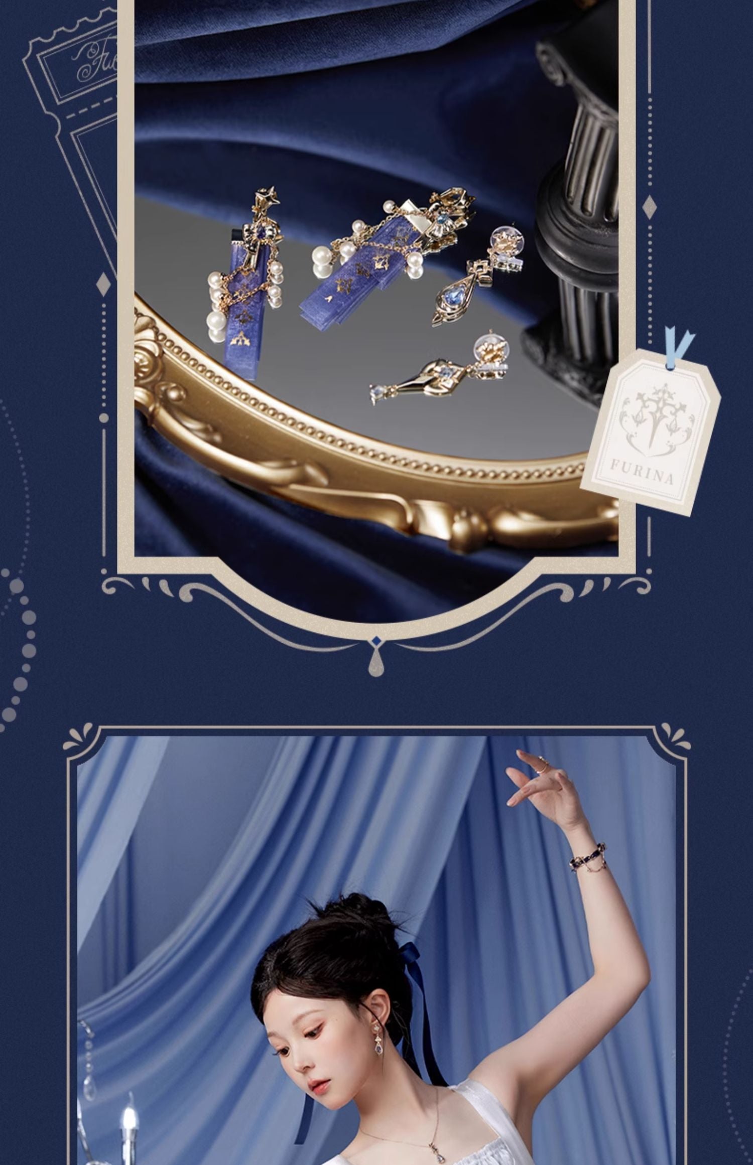 Genshin Impact: Furina Impression Theme Unbalanced Earrings - 925 Silver