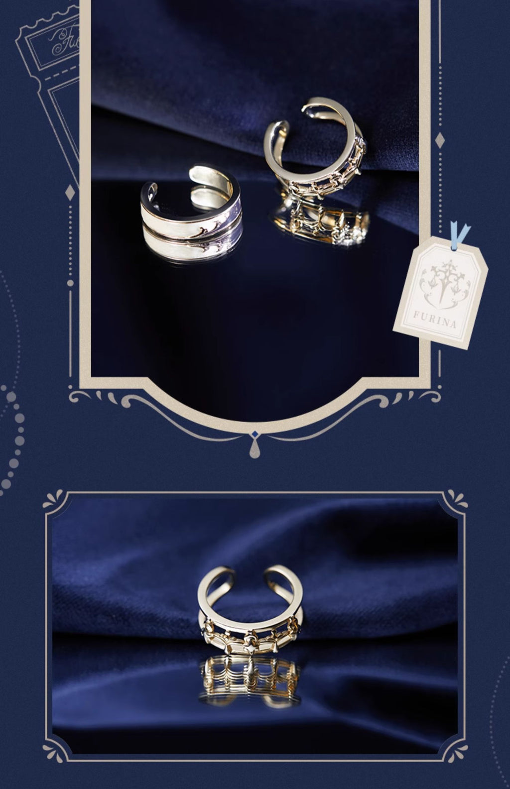 Genshin Impact: Furina Impression Theme Layered Ring Set - Crown Style