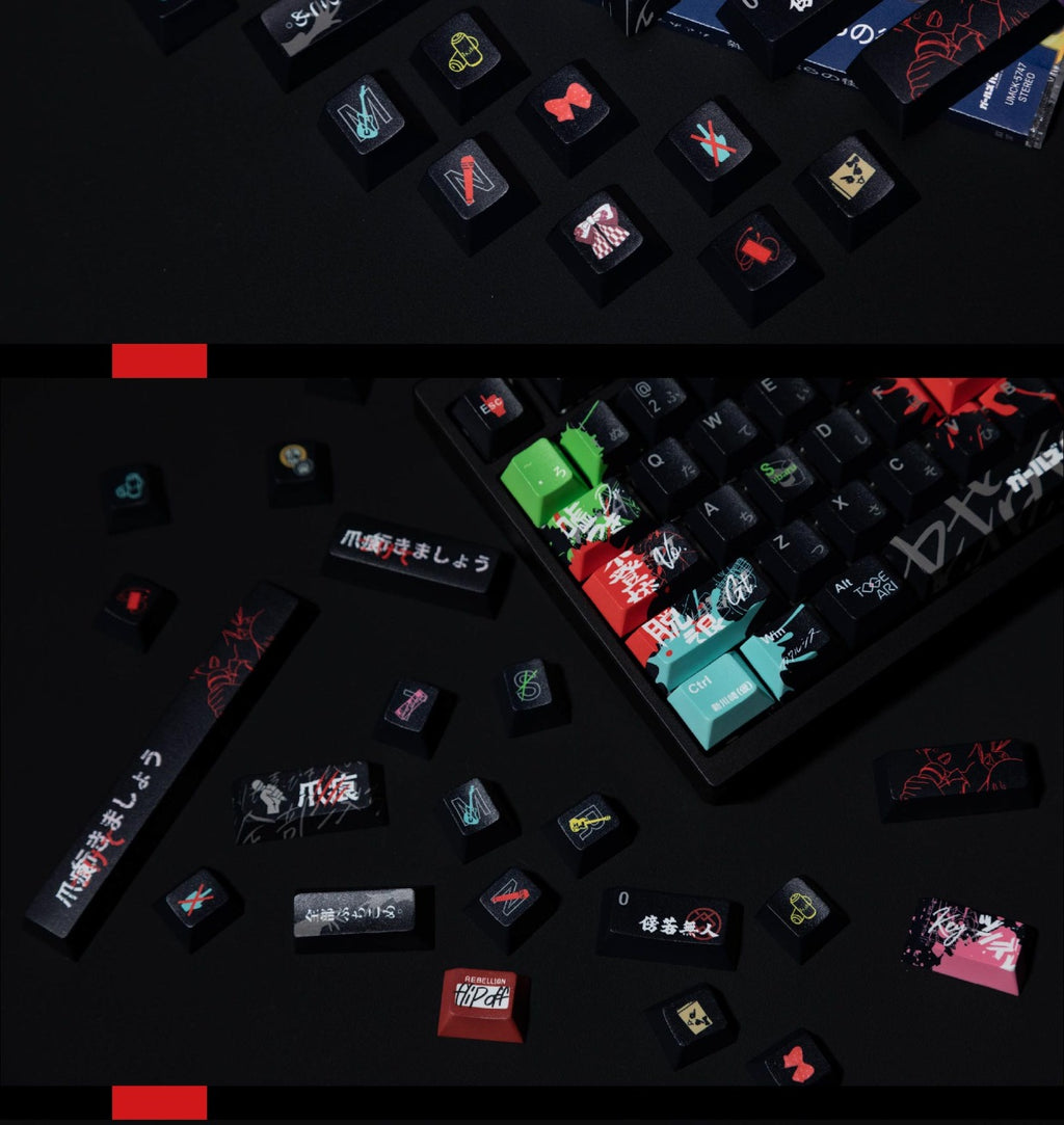 Girls Band Cry: Togenashi Togeari Theme PBT Keycap Set - Black Edition