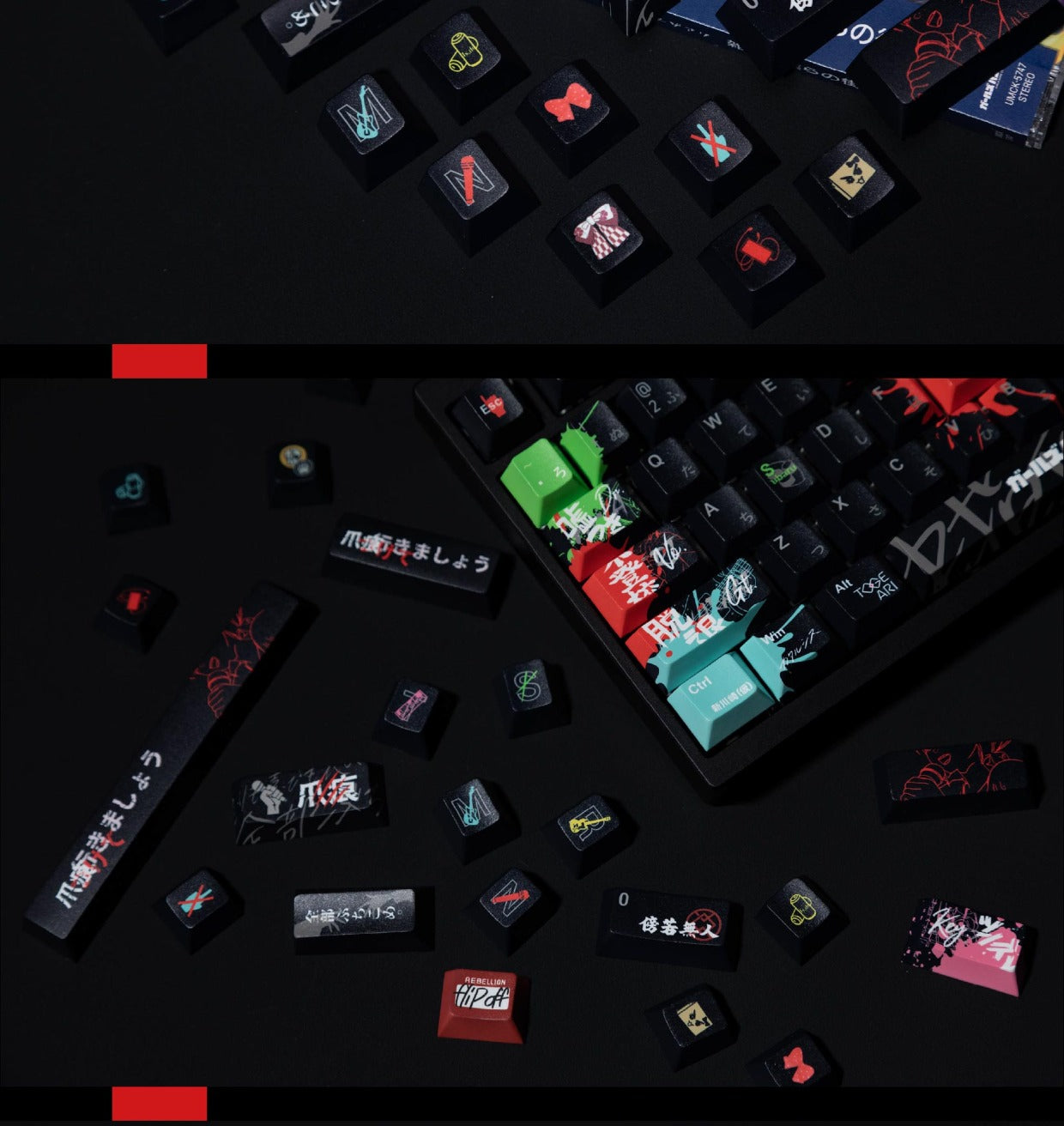 Girls Band Cry: Togenashi Togeari Theme PBT Keycap Set - Black Edition