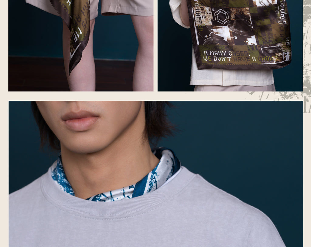 Reverse: 1999: Regulus Graphic Print Scarf - GCORES INDUSTRIES Collab