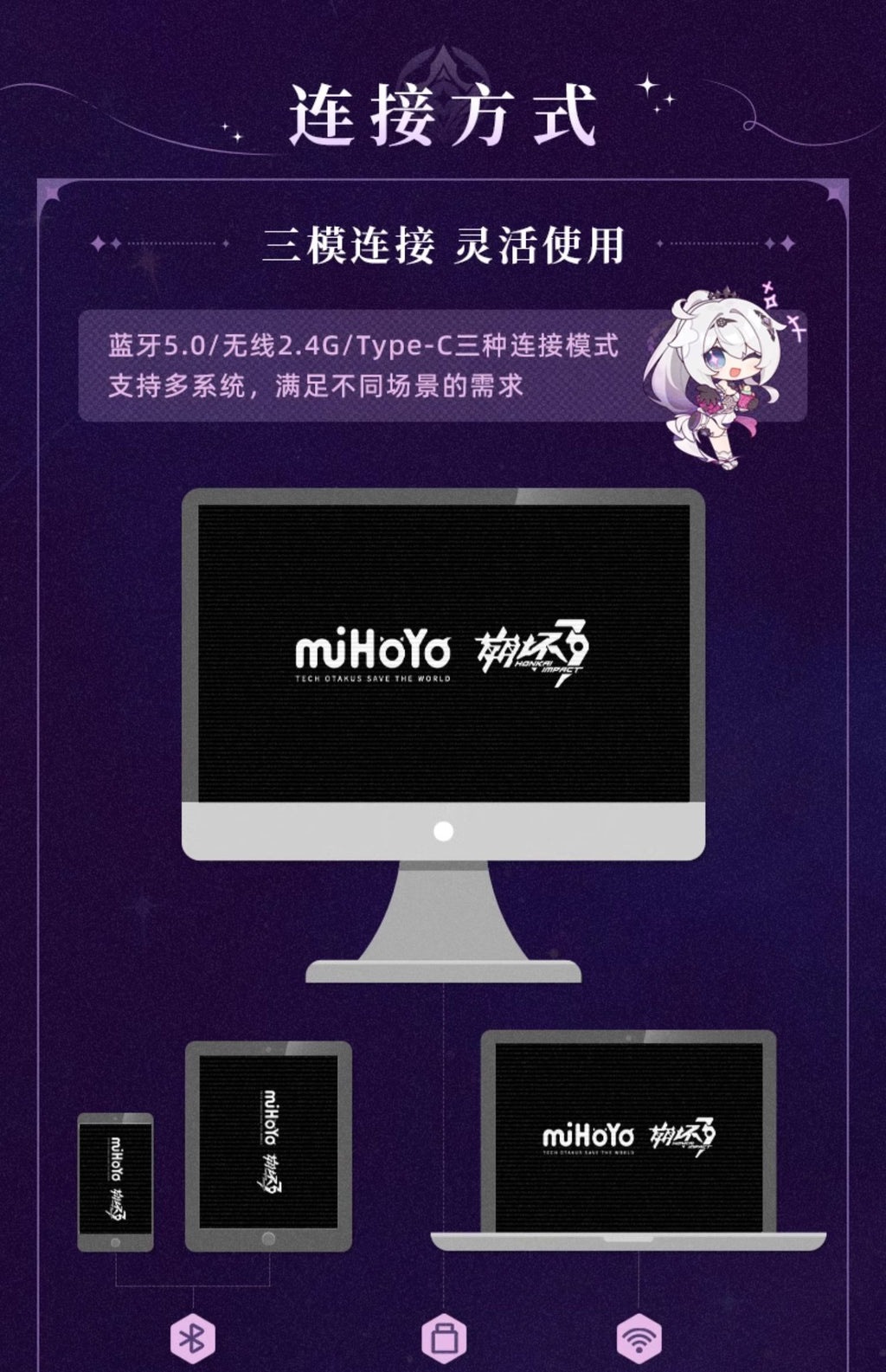 Honkai Impact 3rd: Kiana - Herrscher of the End Bluetooth Mechanical Keyboard